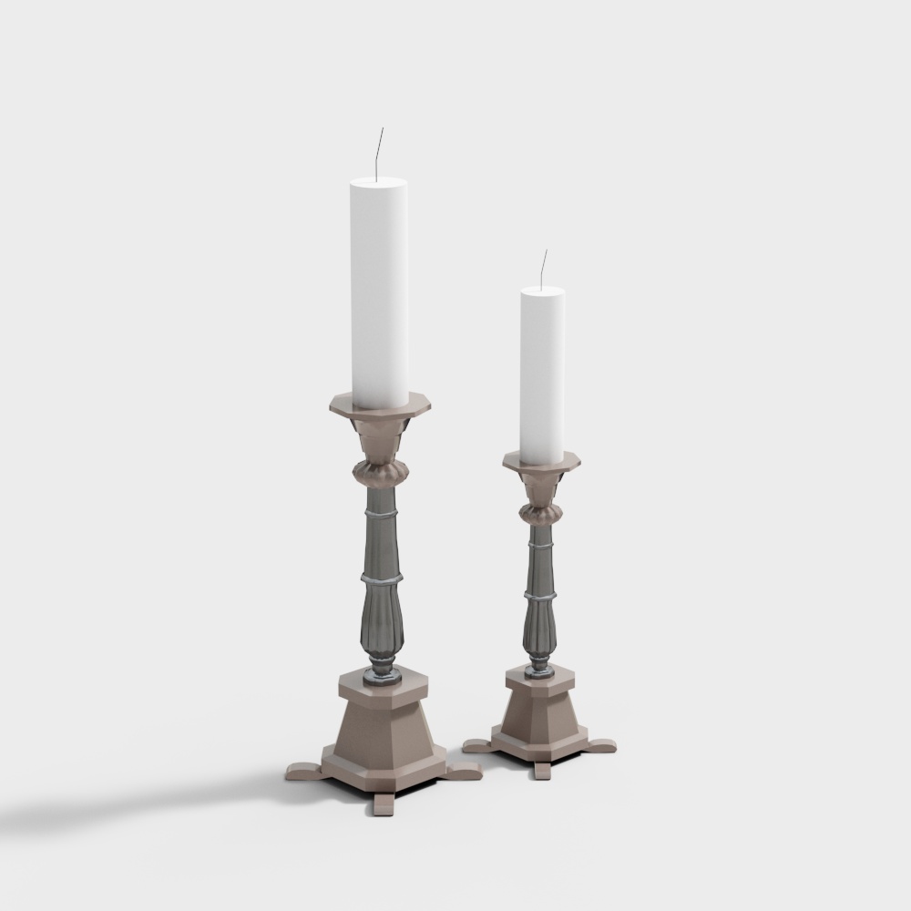 Elegant Low-Poly Candle Holder 3D Model – Minimalist Design