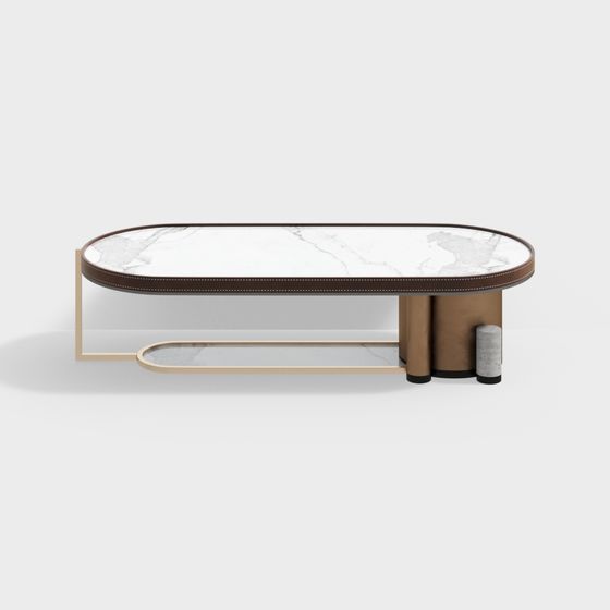Elegant Oval Marble Coffee Table 3D model