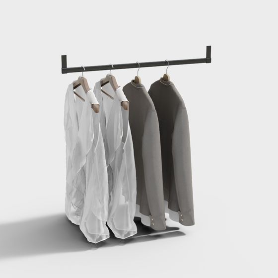 Stylish Hanging Clothes 3D Model