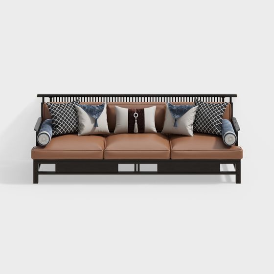 New Chinese Multi-Person Sofa in Brown