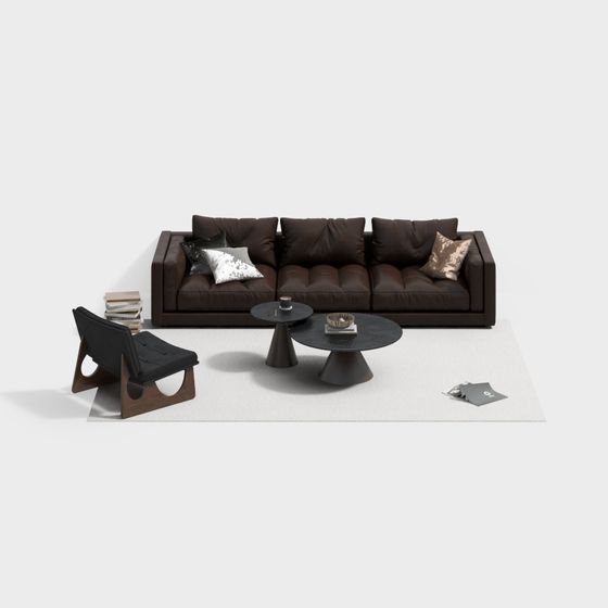 Stylish Low-Poly Sofa Set 3D model