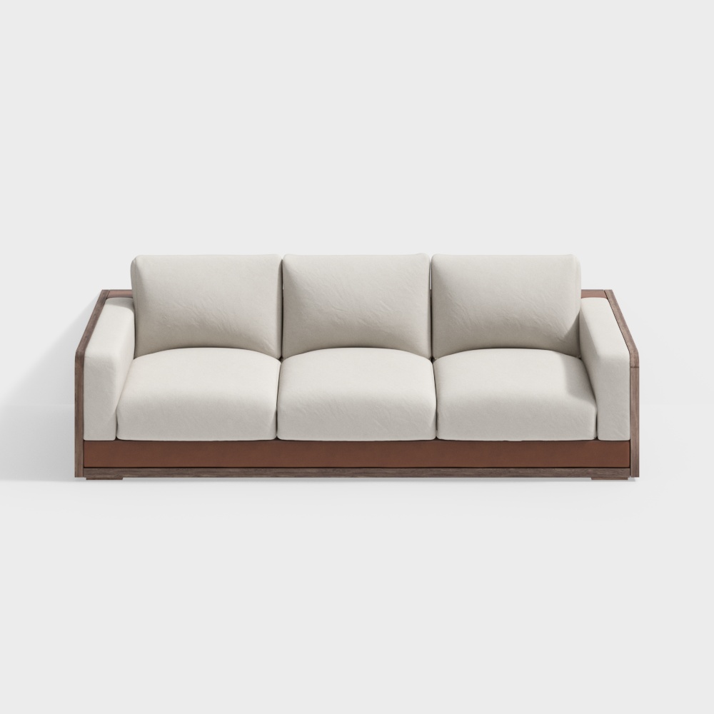 Elegant Minimalist 3D Sofa Model – Nordic Fabric & Wood