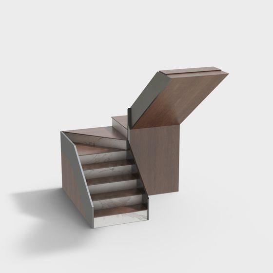 Elegant Low-Polygon Floating Staircase 3D model