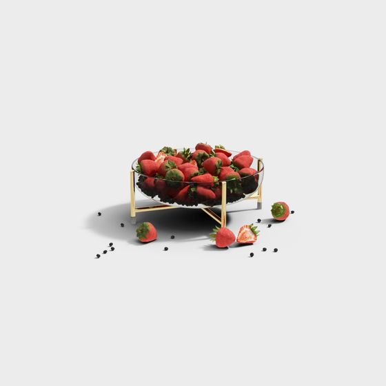 Fresh Fruits and Vegetables Combination 3D Model in Red