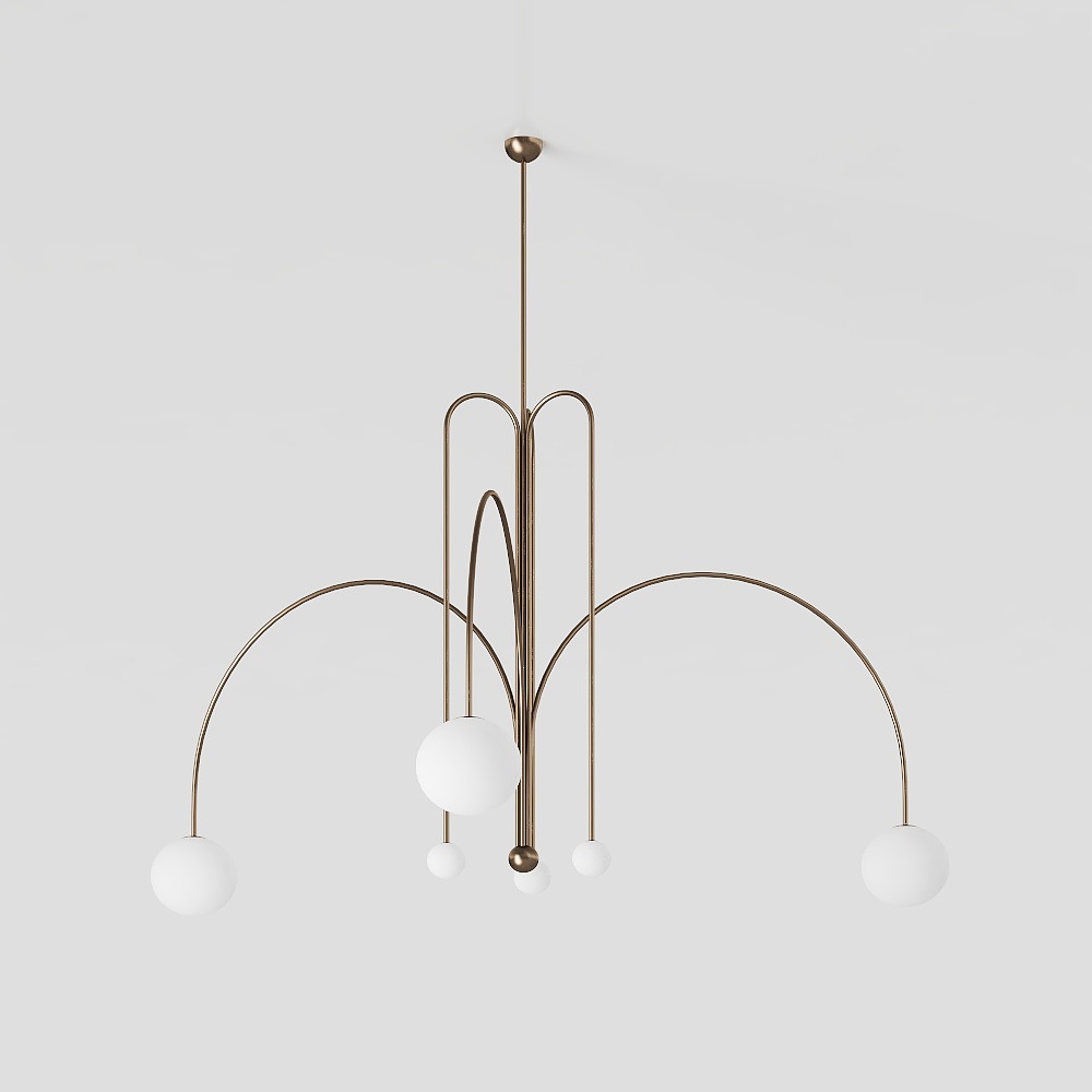 Elegant Low-Polygon Chandelier – Gold Frame Design