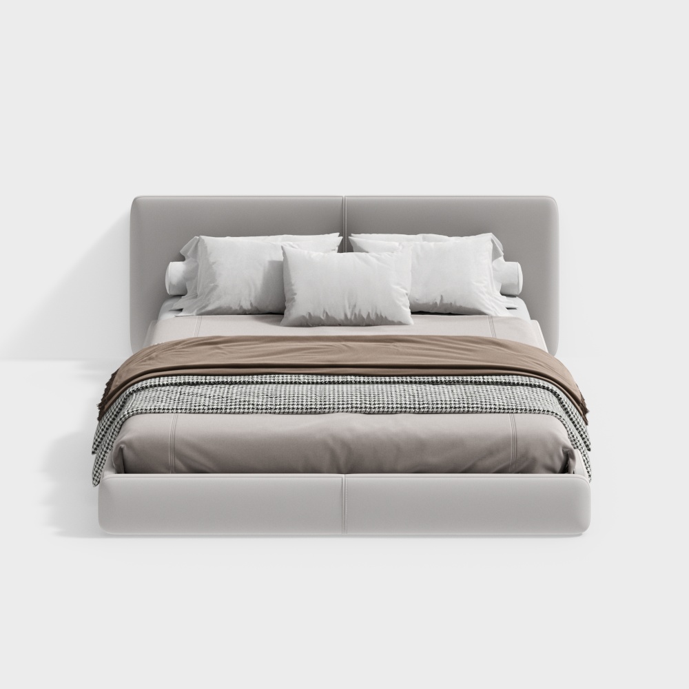 Elegant Minimalist Bed 3D model for Modern Interiors