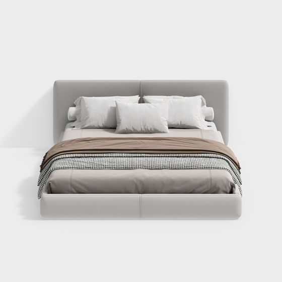 Elegant Minimalist Bed 3D model for Modern Interiors