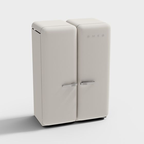 Stylish Vintage Refrigerator 3D model for Creative Projects