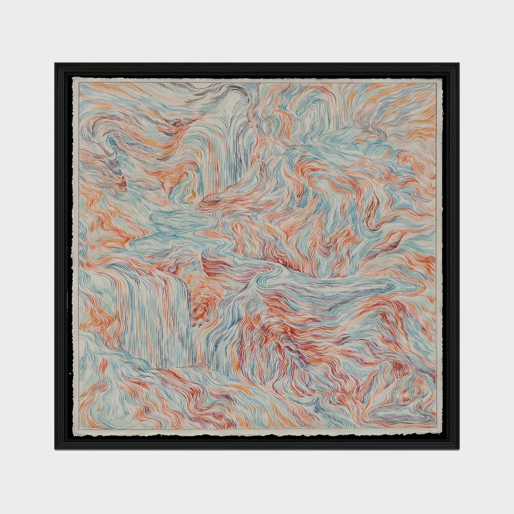 Colorful Flowing Waterfall 3D Model – Vibrant Low Poly Design