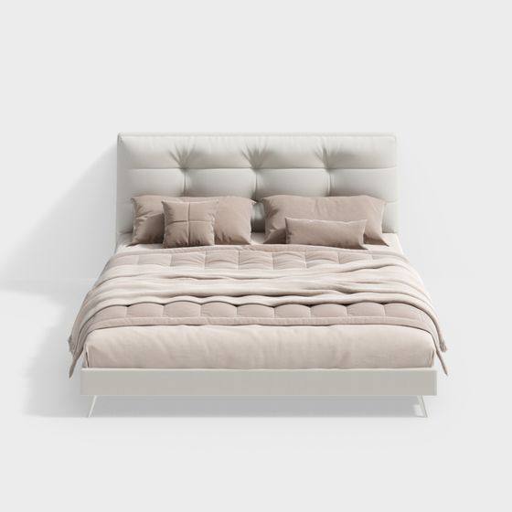 Stylish Low-Polygon Bed 3D model for Modern Bedrooms