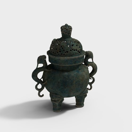 Elegant Ancient Chinese Incense Burner 3D model