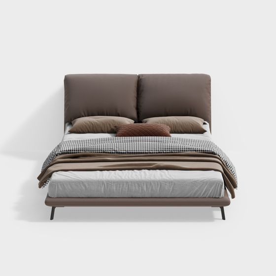 Elegant Minimalist Bed 3D model for Modern Interiors