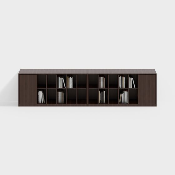 Modern Bookcase 3D Model in Brown Finish