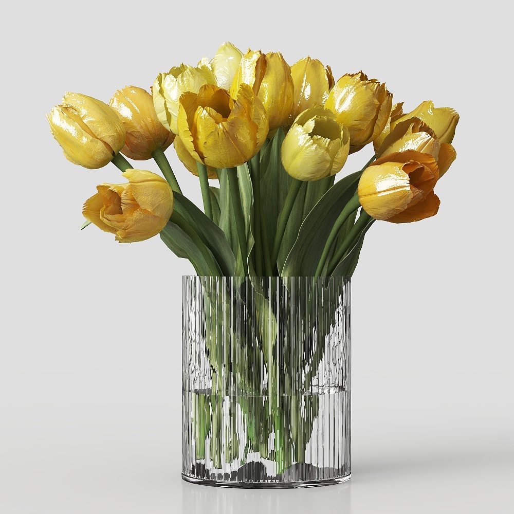 Sunshine Tulip 3D Model – Glossy Yellow Flower