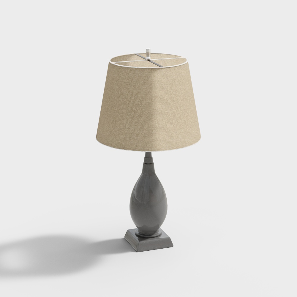 Elegant Minimalist Table Lamp 3D Model – Ceramic & Fabric