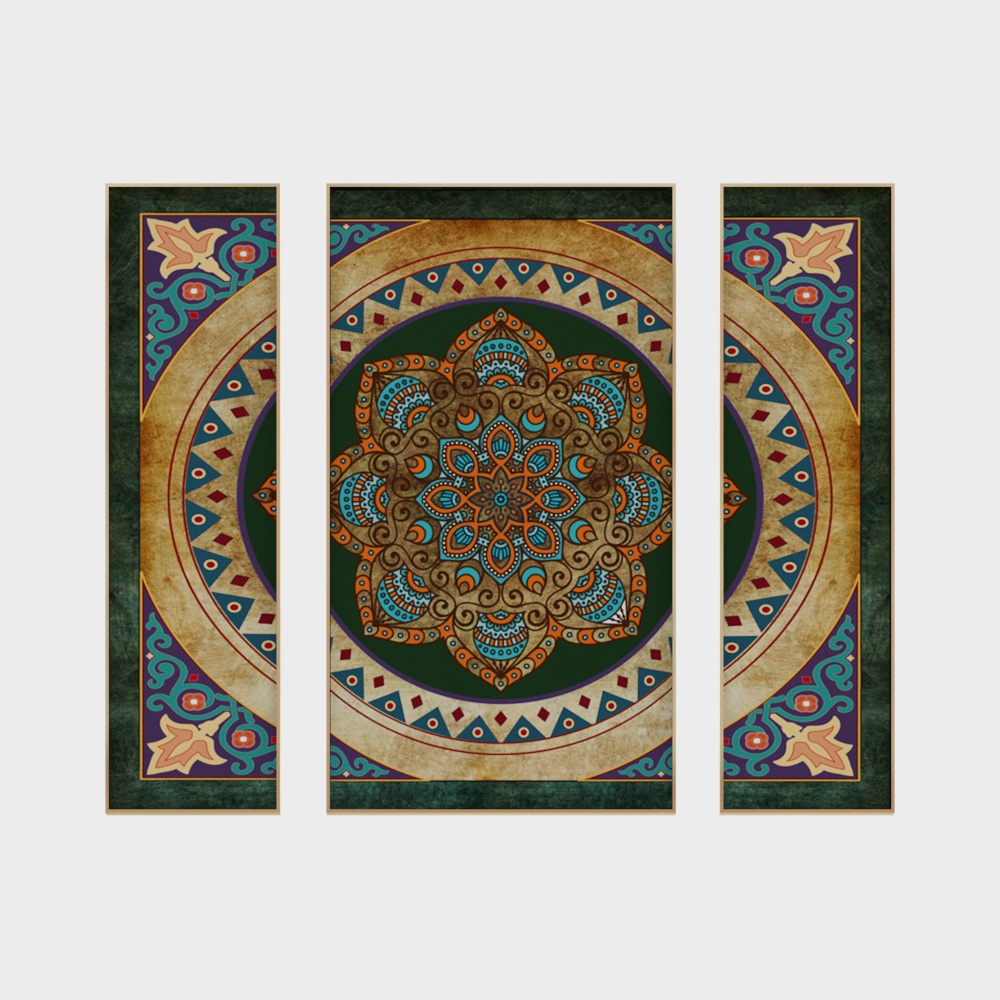 Mandala Triptych 3D Model – Low-Poly Geometric Art