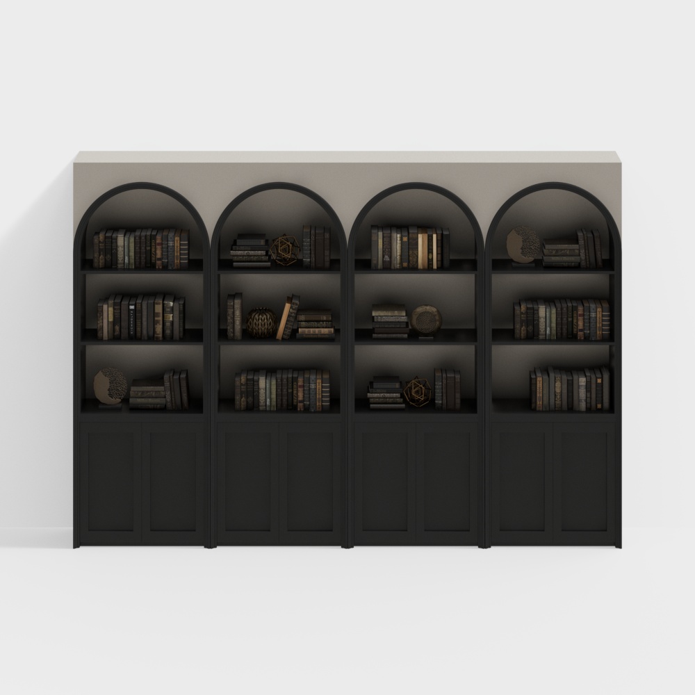 Elegant Low-Polygon Bookshelf 3D Model – Modern Gray Design