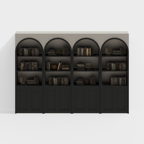 Creme Fraiche Modern Bookcase 3D Model in Black
