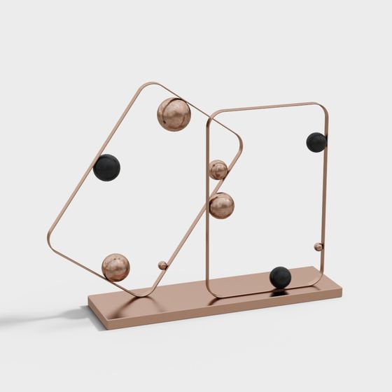 Futuristic Rose Gold 3D Model with Metallic Charm