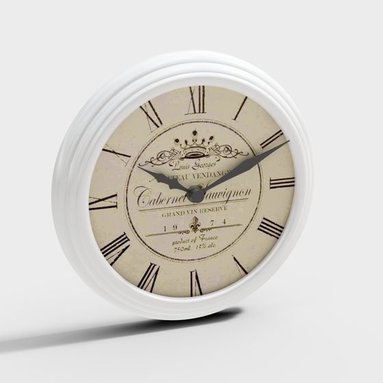 Vintage Wine Label Clock 3D Model