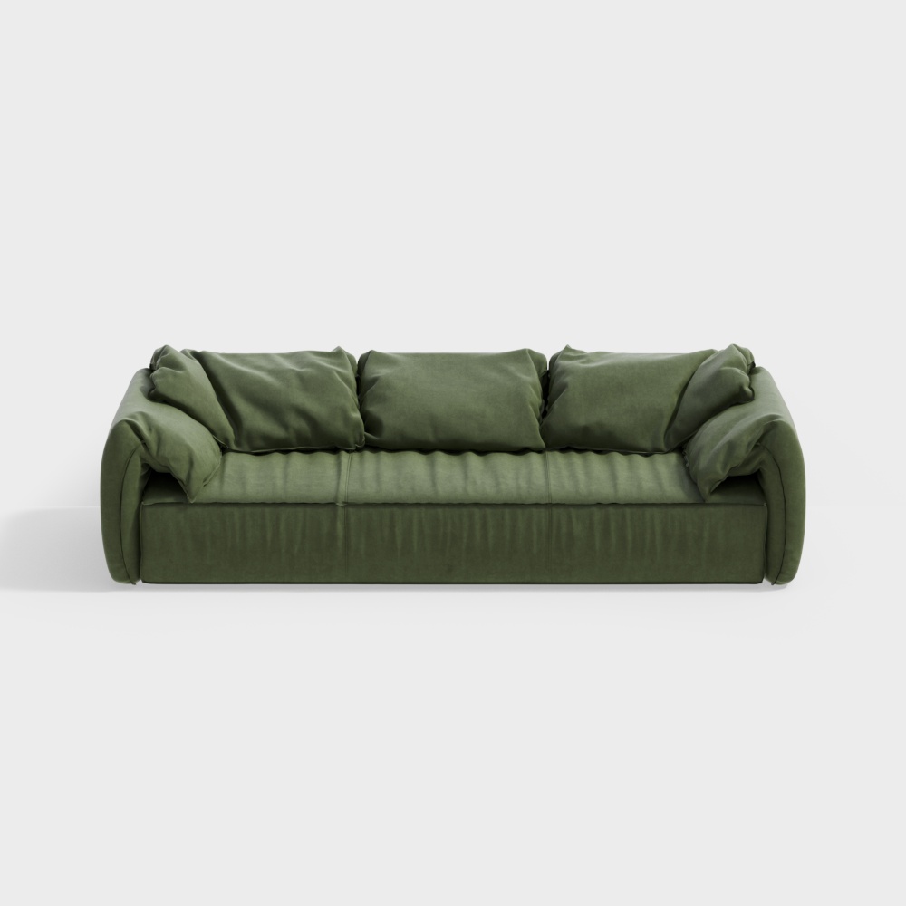 Stylish Low-Poly Green Sofa 3D Model – Nature-Inspired Design