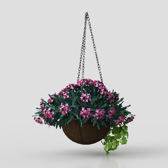 Hanging Flower Basket 3D Model: Nature Meets Art