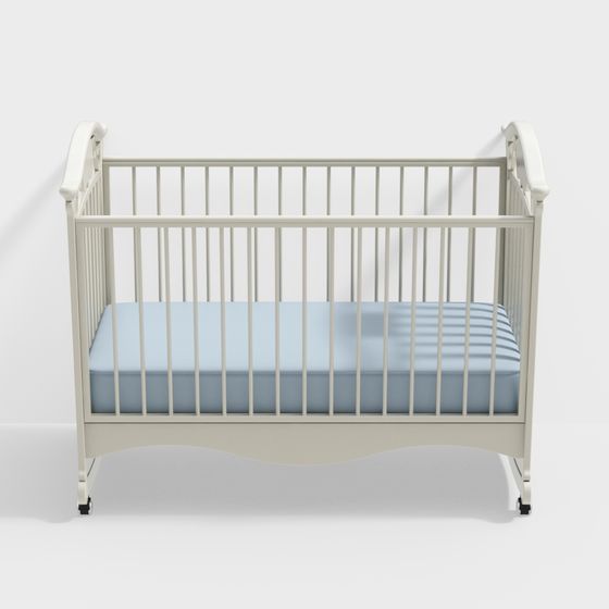 Charming Low Poly Baby Crib 3D model