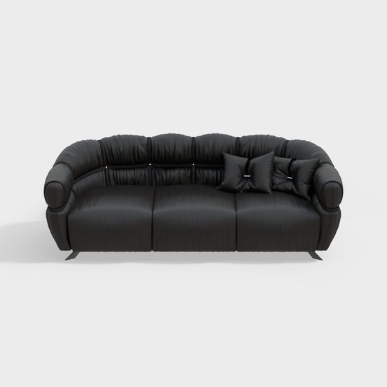 Contemporary Black Multi-Person Sofa