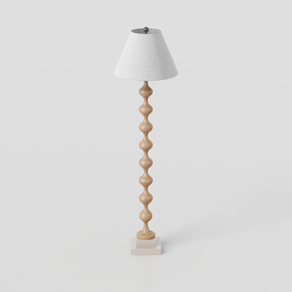 Stylish Low-Poly Floor Lamp 3D Model – Wood and White Shade
