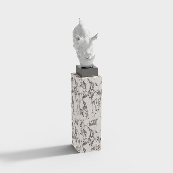 Amazing Low-Poly Rhino Head 3D Model