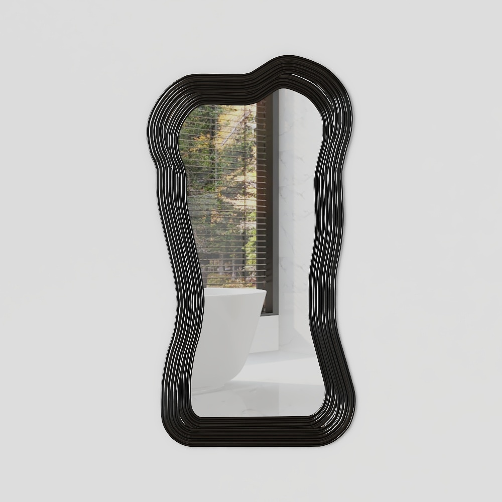 Waving Mirror 3D Model – Low-Poly Black Frame