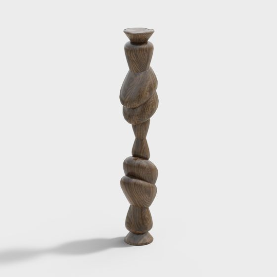 Spiral Light Wooden Lamp Post 3D model
