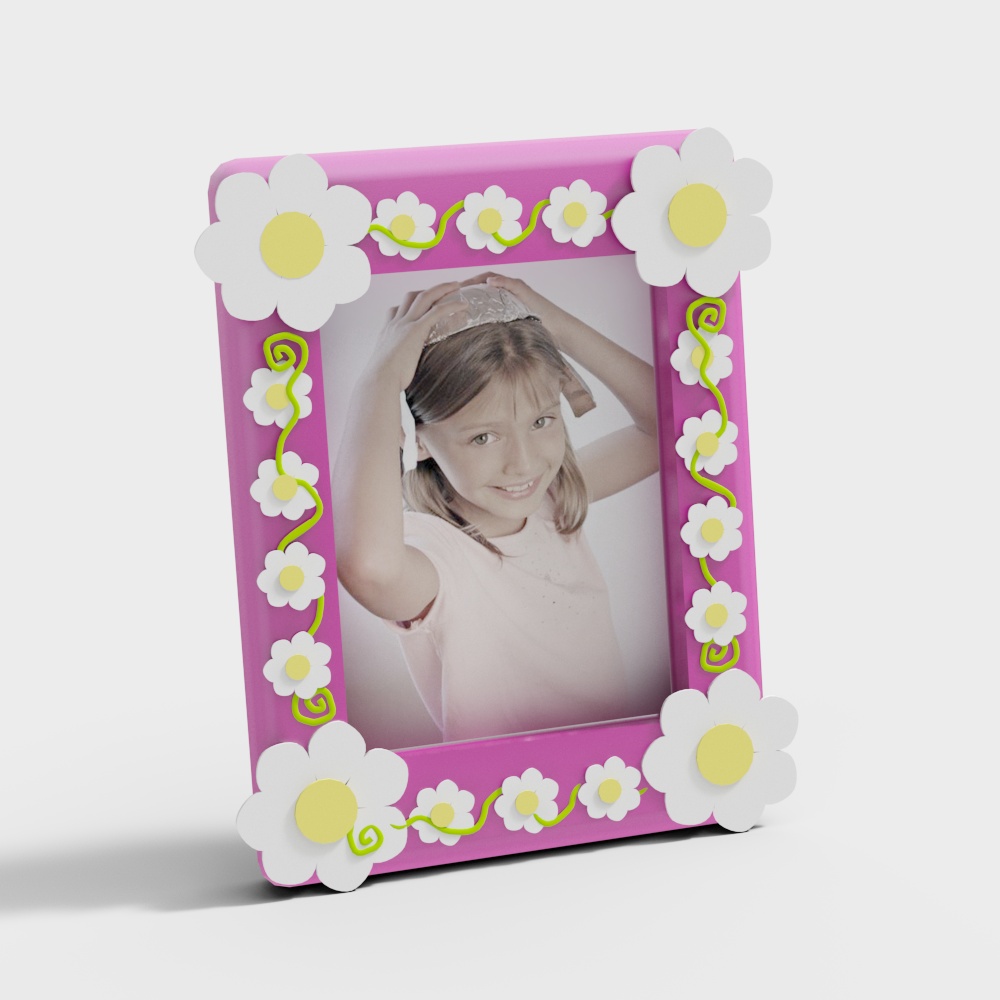 Whimsical Floral Frame 3D model