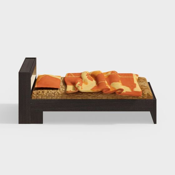 Warm Minimalist Bed 3D model