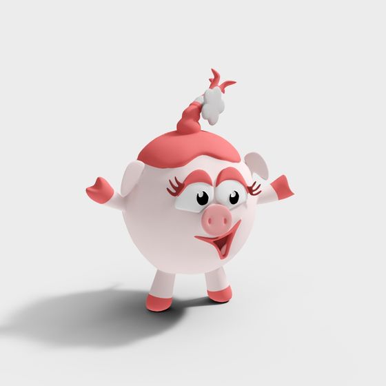 Happy Piggy Low-Poly 3D Model