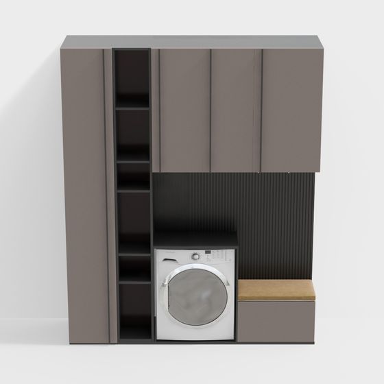 Stylish Low-Polygon Washer Cabinet 3D model