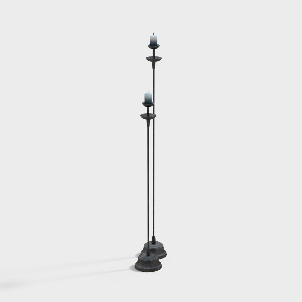 Elegant Low-Poly Candle Holder 3D Model – Minimalist Gray Design