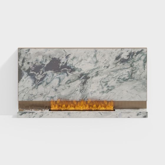 Elegant Marble Fireplace 3D model for Interior Design