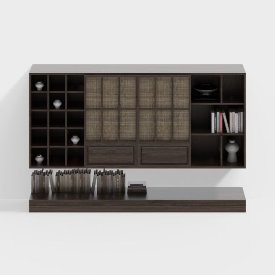 Stylish Wooden Bookshelf 3D model for Interior Design