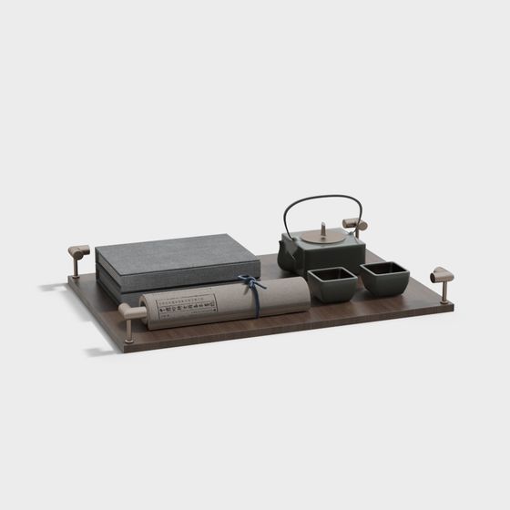 Elegant Tea Set 3D Model for Serene Spaces
