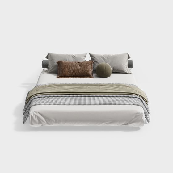 Elegant Low-Poly 3D Bed Model for Modern Interiors