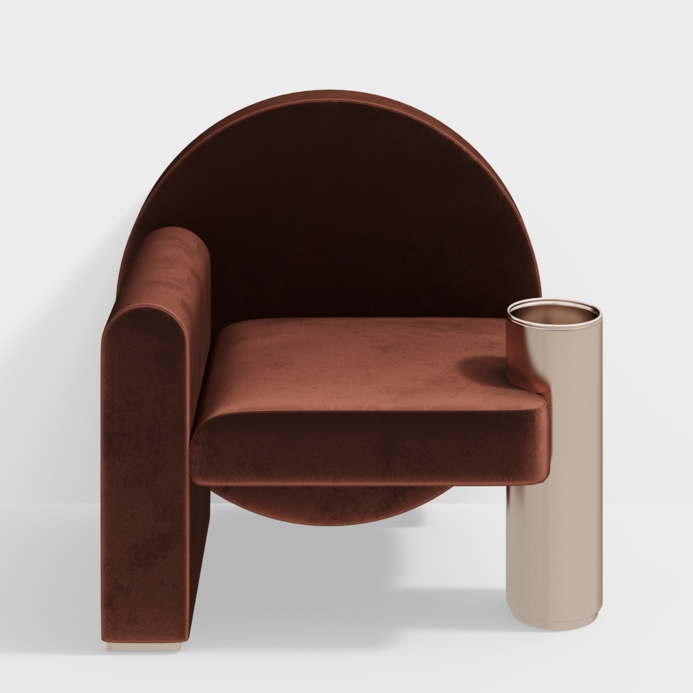 Elegant Arc Sofa 3D Model – Velvet Upholstery Design