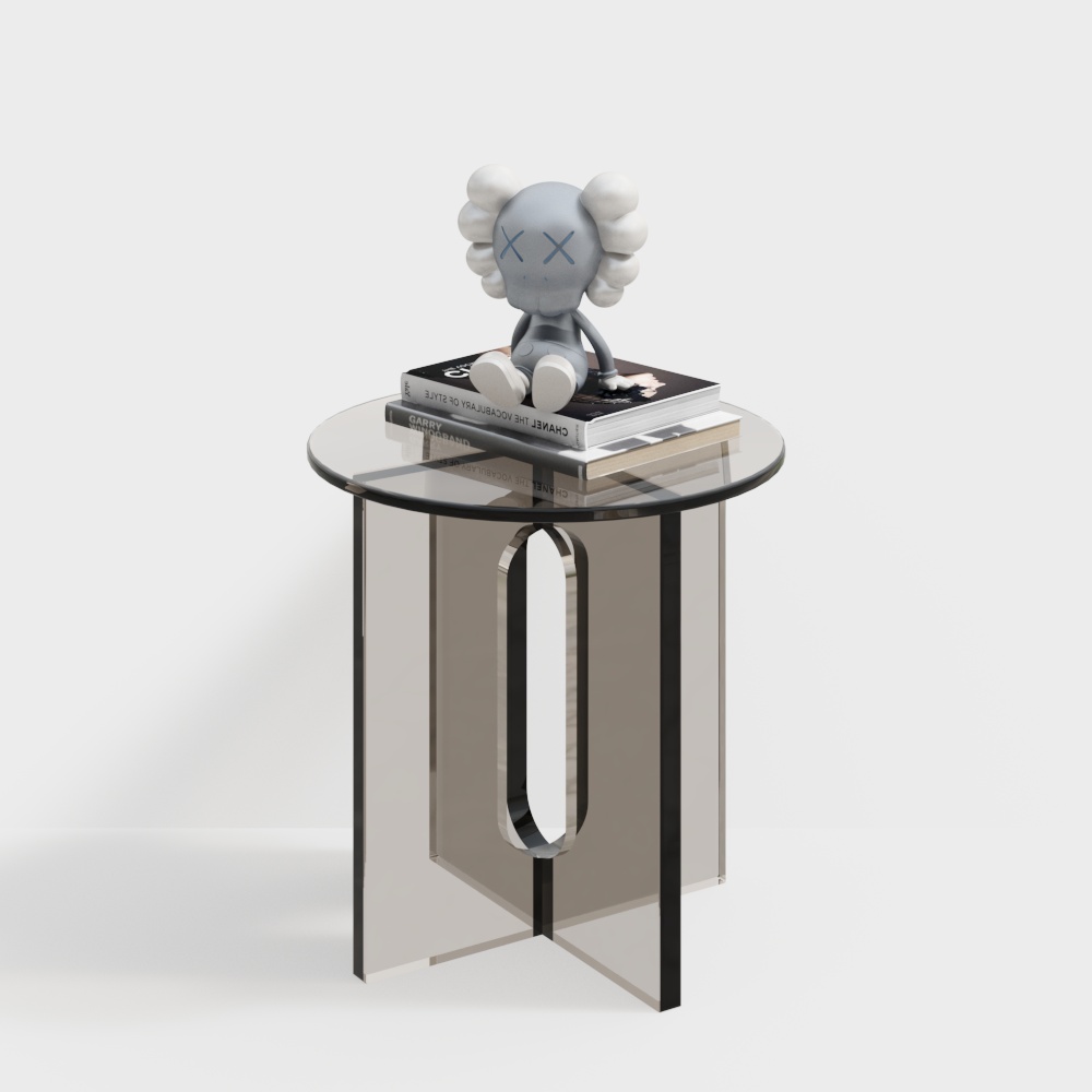 Glass Side Table with Artistic Doll 3D model