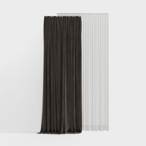 Elegant Low-Poly Curtain 3D model