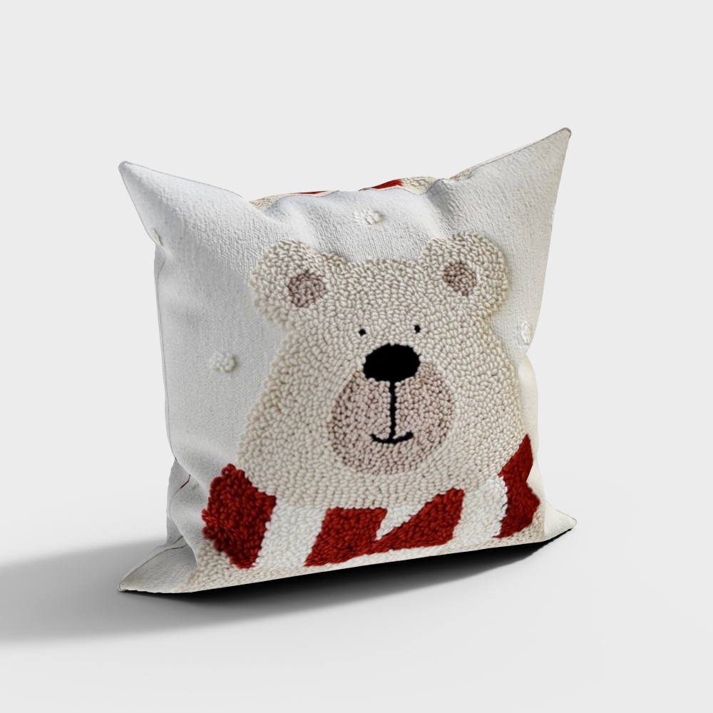 Polar Bear Pillow 3D Model – Plush Low-Poly Design