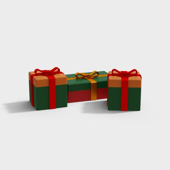 Festive Low-Poly Gift Box 3D Model
