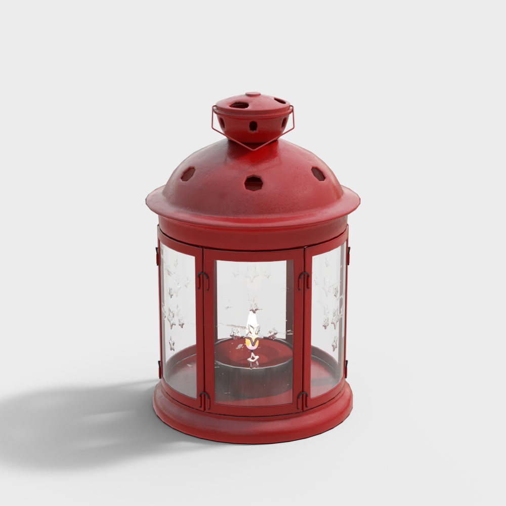 Vintage Red Lantern 3D Model – Low-Poly Festive Lantern
