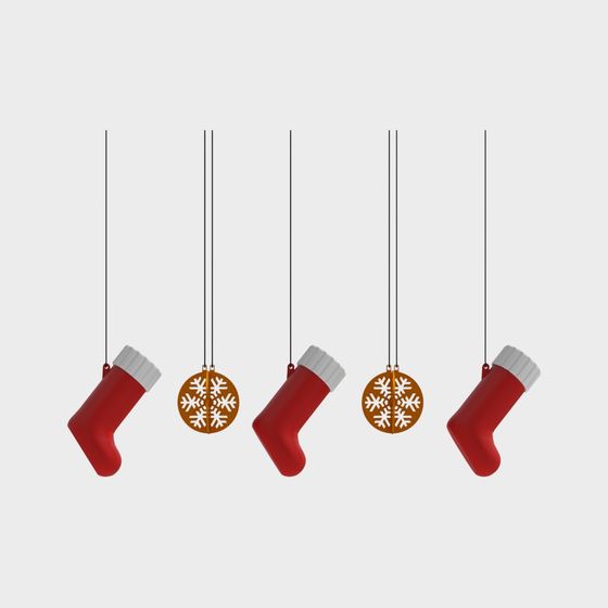 Christmas Stocking and Snowflake Pendant 3D model