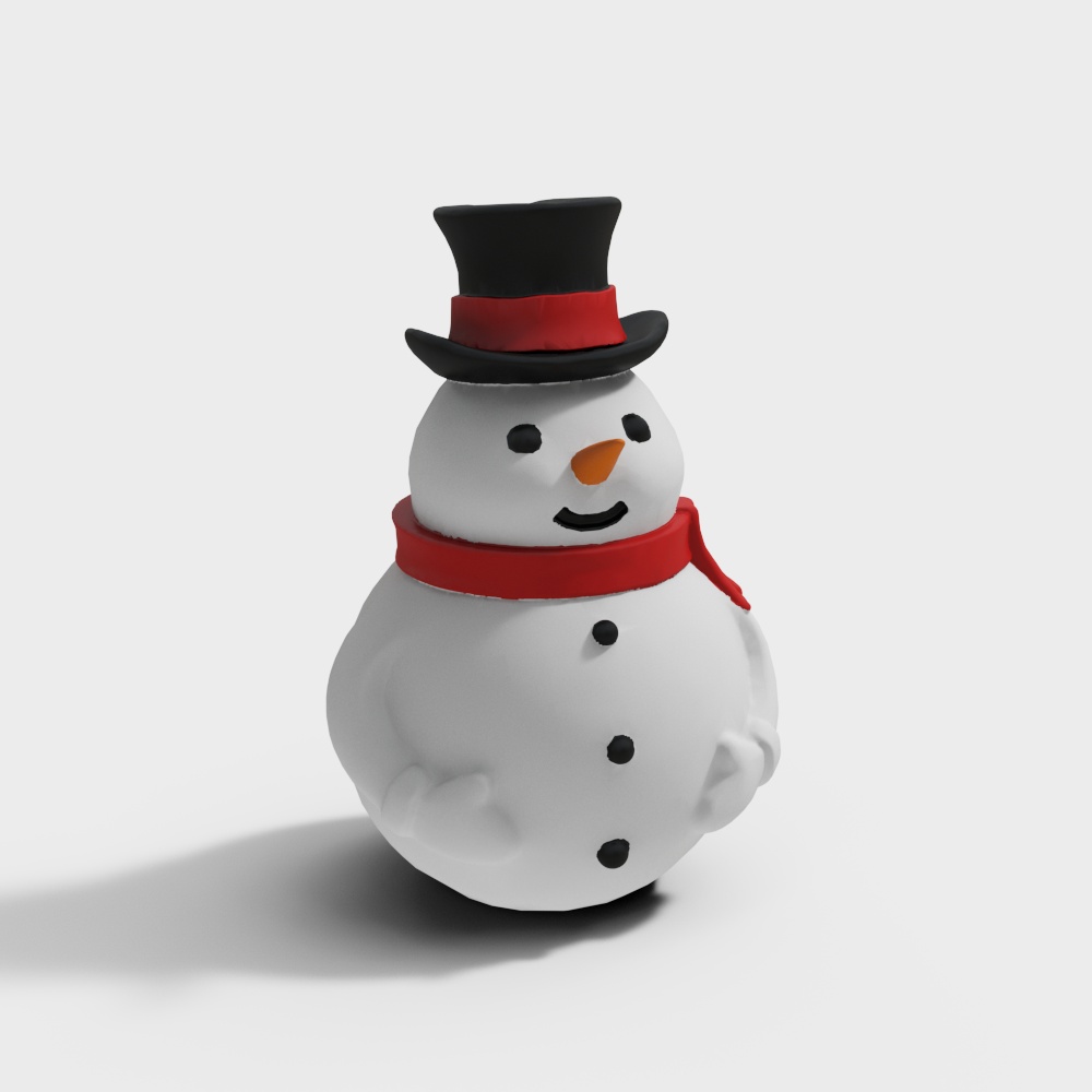 Charming Snowman 3D Model – Low-Poly Winter Decoration