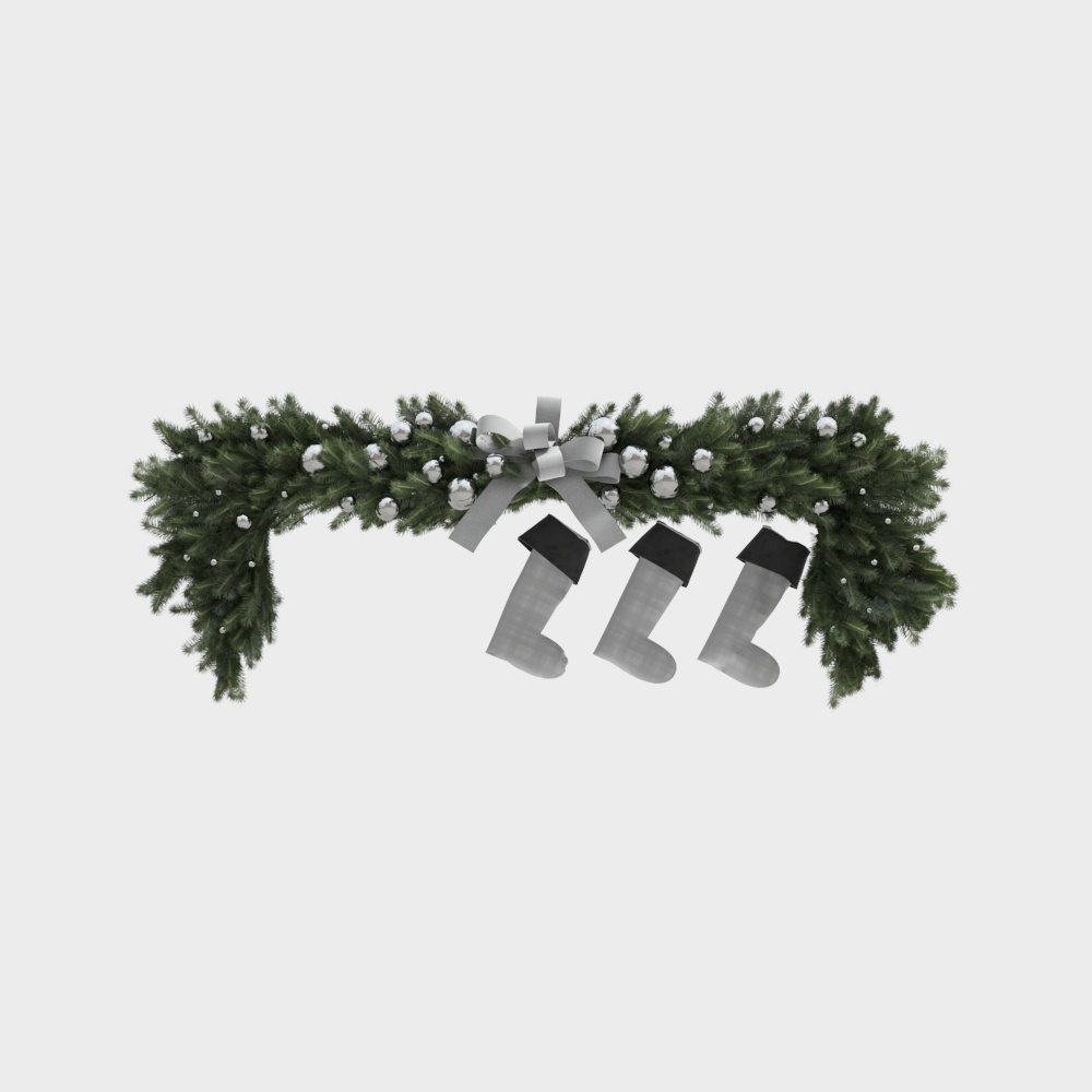 Low-Poly Christmas Wreath 3D Model – Festive Decor